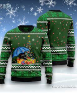 Cat Christmas Ugly Sweater, Rain With Love Black Cat Ugly Christmas Sweater