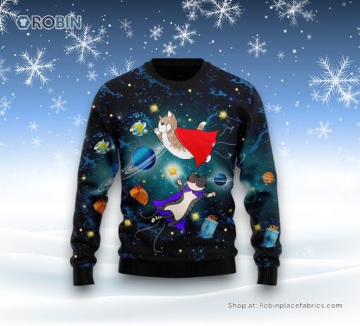 Cat Galaxy Ugly Christmas Sweater, Christmas Gift For Cat Love