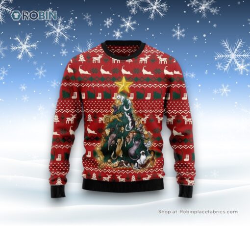 Cat Naughty Pine Ugly Christmas Sweater, Christmas Gift For Cat Love