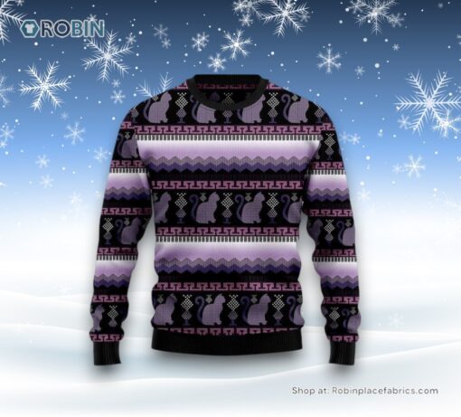 Cat Purple Ugly Christmas Sweater, Christmas Gift For Cat Love