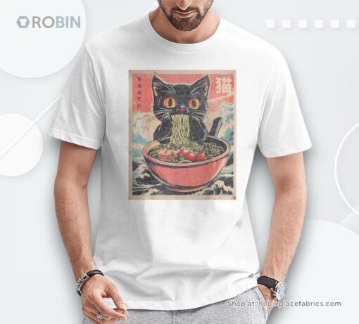 Cat Ramen Japanese Graphic Kawaii Cat Anime Shirt