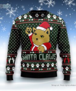Cat Santa Claws Christmas Ugly Christmas Sweatshirt, Sweater, Christmas Gift For Cat Love