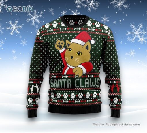 Cat Santa Claws Christmas Ugly Christmas Sweatshirt, Sweater, Christmas Gift For Cat Love