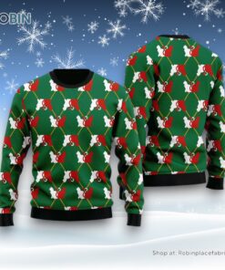 Cat Silhouettes Sweater, Cat Silhouettes Green Argyle Ugly Christmas Sweater, Christmas Gift For Cat Love