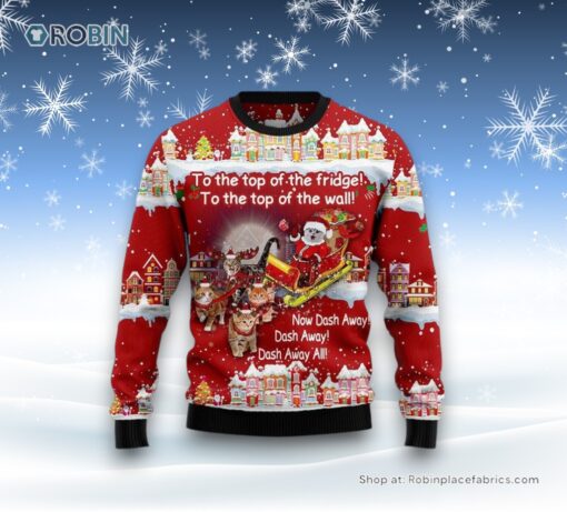 Cat Sleigh Christmas Ugly Christmas Sweater, Christmas Gift For Cat Love