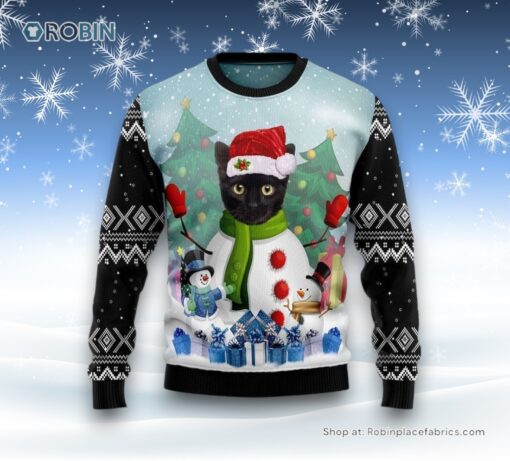 Cat Snowman Ugly Christmas Sweatshirt, Sweater, Christmas Gift For Cat Love