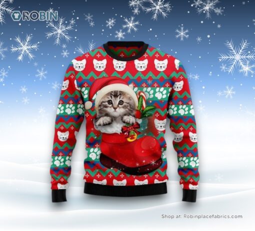 Cat Socks Ugly Christmas Sweater, Christmas Gift For Cat Love