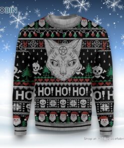 Cat Sweater Wicca Black Cat Ho Ho Ho Christmas Pattern Ugly Sweater, Christmas Gift For Cat Love