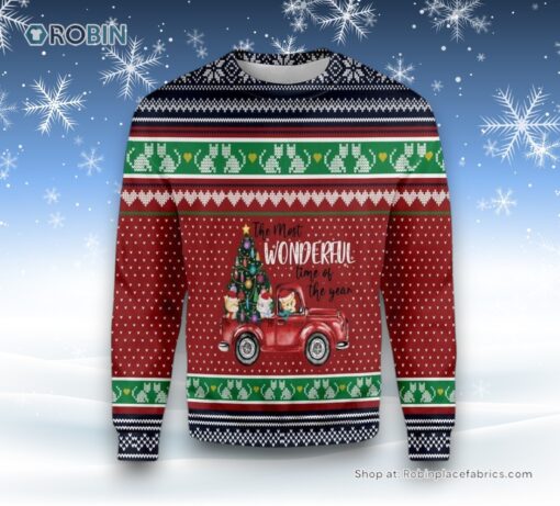 Cat The Most Wonderful Time Of Year Ugly Christmas Sweatshirt, Sweater, Christmas Gift For Cat Love