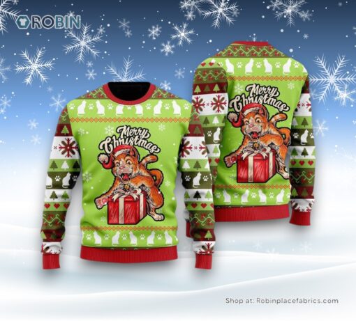 Cat Ugly Sweater, Funny Cat Merry Christmas Ugly Sweater, Christmas Gift For Cat Love