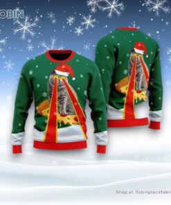 Cat With Laser Eyes Ugly Christmas Sweater, Christmas Gift For Cat Love