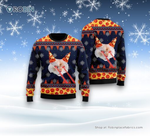 Cat With Lasers Eyes Ugly Christmas Sweater, Christmas Gift For Cat Love