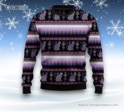 Cat Xmas Ugly Christmas Sweatshirt, Sweater, Christmas Gift For Cat Love