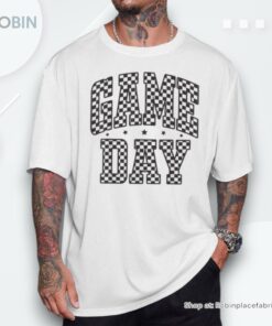 Checkered Game Day Football Black White Women Shirt