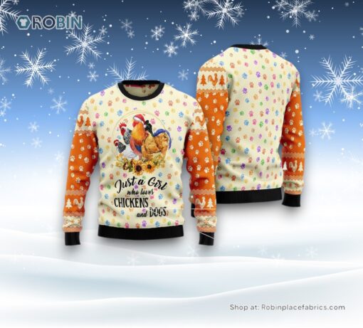 Chickens And Dogs Ugly Christmas Sweater, Christmas Gift For Dog Love