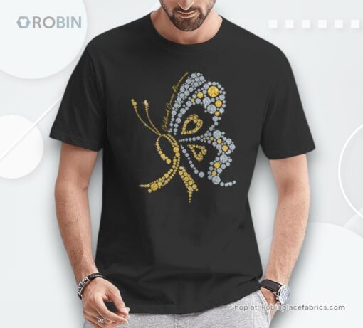 Childhood Cancer Awareness Gold Butterfly Warrior Supporter Shirt
