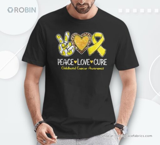 Childhood Cancer Awareness Love Cure Yellow Ribbon Shirt