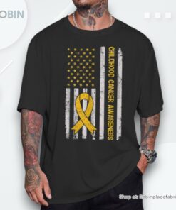 Childhood Cancer Awareness Month Gold Ribbon American Flag Shirt Childhood Cancer Awareness Month Gold Ribbon American Flag Shirt
