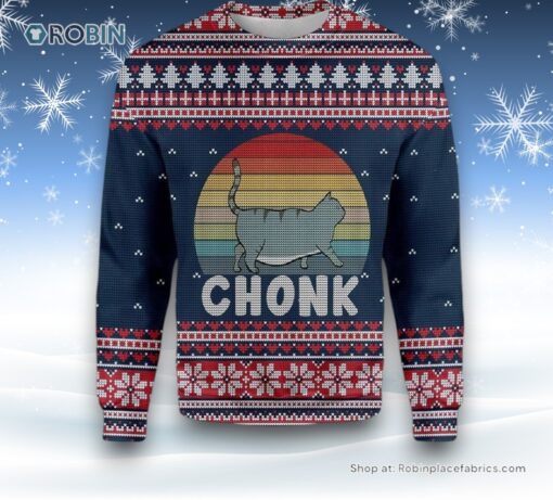 Chonk Cat Ugly Christmas Sweater, Christmas Gift For Cat Love