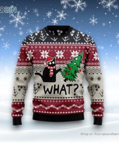 Christmas Cat What G5127 Funny Family Ugly Christmas Sweatshirt, Sweater, Christmas Gift For Cat Love