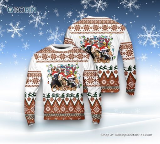 Christmas Cow Mooey Ugly Christmas Sweater, Christmas Gift, Farmers Sweater