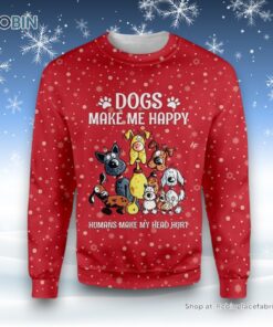 Christmas Dogs Make Me Happy Ugly Christmas Sweater, Christmas Gift For Dog Love