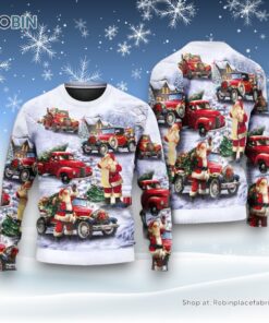 Christmas Santa Claus Funny Red Truck Ugly Christmas Sweatshirt, Sweater For Men And Women, Christmas Gift