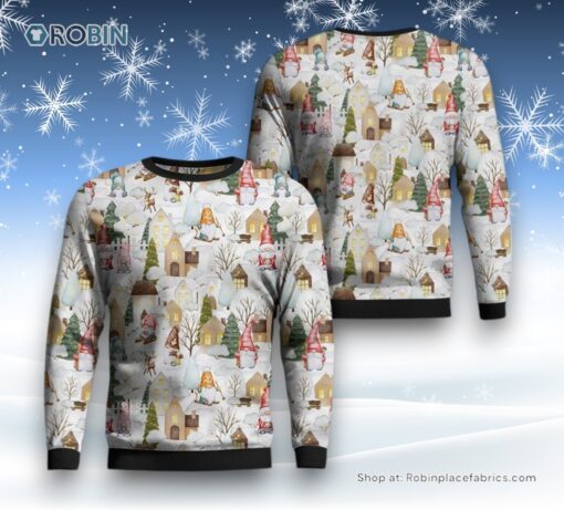Christmas Seamless Pattern With Cute Gnomes Ugly Christmas Sweater For Men And Women, Christmas Gift