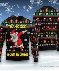 Christmas Thank God Is Over Santa Dabbing Ugly Christmas Sweatshirt, Sweater