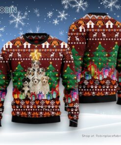 Christmas Tree Ugly Sweater, Australian Shepherd Pine Tree Ugly Christmas Sweater, Funny Xmas Sweater