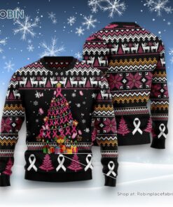 Christmas Tree Ugly Sweater, Breast Cancer Awareness Christmas Tree Ugly Christmas Sweatshirt, Sweater, Funny Xmas Sweater
