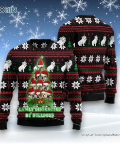 Christmas Tree Ugly Sweater, Bulldog Pine Tree Christmas Ugly Christmas Sweater, Funny Xmas Sweater