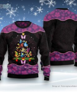 Christmas Tree Ugly Sweater, Butterfly Christmas Tree Ugly Christmas Sweatshirt, Sweater, Funny Xmas Sweater