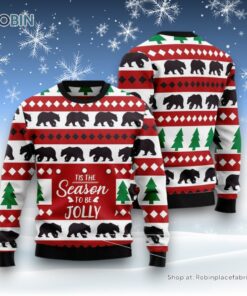 Christmas Tree Ugly Sweater, Christmas Tree And Bear Ugly Christmas Sweater, Funny Xmas Sweater