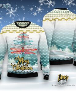 Christmas Tree Ugly Sweater, Dragonfly Color Christmas Tree Ugly Christmas Sweatshirt, Sweater, Funny Xmas Sweater