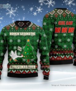 Christmas Tree Ugly Sweater, Duck Honkin Around Christmas Tree Ugly Christmas Sweatshirt, Sweater, Funny Xmas Sweater