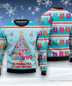 Christmas Tree Ugly Sweater, Flip Flops Christmas Tree Ugly Christmas Sweater, Funny Xmas Sweater