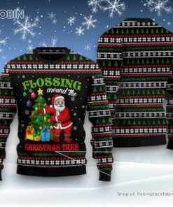 Christmas Tree Ugly Sweater, Flossing Around The Christmas Tree Ugly Christmas Sweater, Funny Xmas Sweater