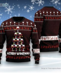 Christmas Tree Ugly Sweater, Merry Winemas Christmas Tree Ugly Christmas Sweater, Funny Xmas Sweater