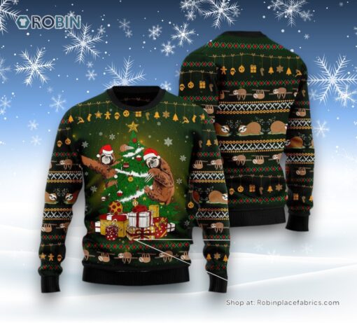 Christmas Tree Ugly Sweater, Sloth Christmas Tree Ugly Christmas Sweatshirt, Sweater, Funny Xmas Sweater