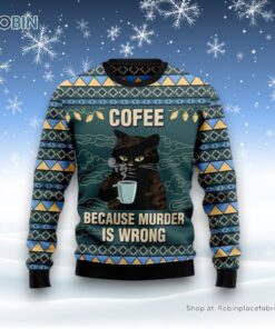 Coffee Cat Ugly Christmas Sweater, Christmas Gift For Cat Love