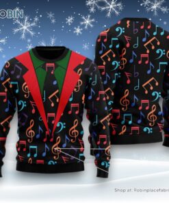 Colorful Music Notes Ugly Christmas Sweater