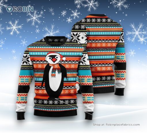 Colorful Pattern Penguin Ugly Christmas Sweater