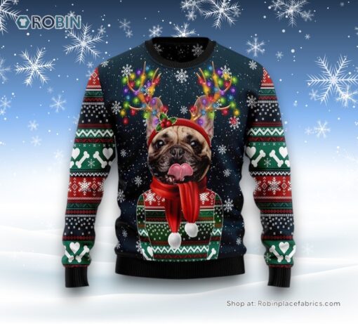 Cool French Bulldog Ugly Christmas Sweater, Christmas Gift For Dog Love