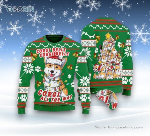 Corgi Dog Bells Christmas Ugly Christmas Sweater, Christmas Gift For Dog Love