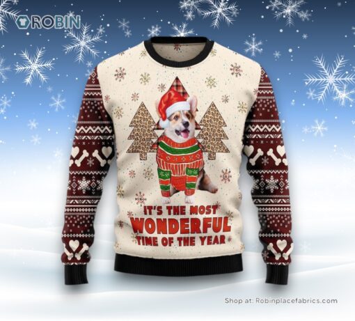 Corgi The Most Beautiful Time Ugly Christmas Sweater, Christmas Gift For Dog Love