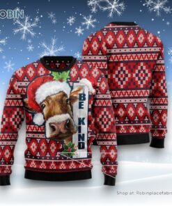 Cow Be Kind Ugly Christmas Sweatshirt, Sweater