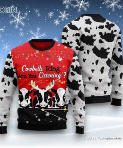 Cow Bell Rings Ugly Christmas Sweater