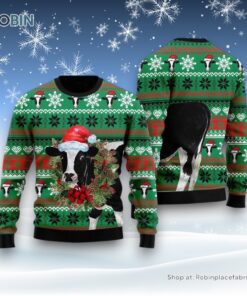 Cow Merry Christmas Ugly Christmas Sweatshirt, Sweater For Men And Women, Farm Ugly Sweater
