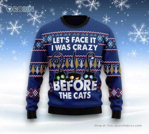 Crazy Cat Ugly Christmas Sweatshirt, Sweater, Christmas Gift For Cat Love